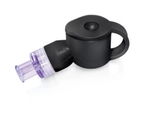 Black endoscopic biopsy irrigation valve with luer lock connection