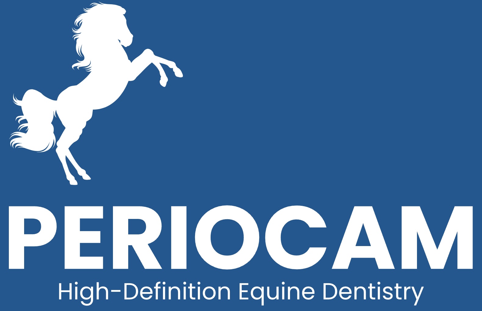 PerioCam logo with rearing horse, high-definition equine dentistry